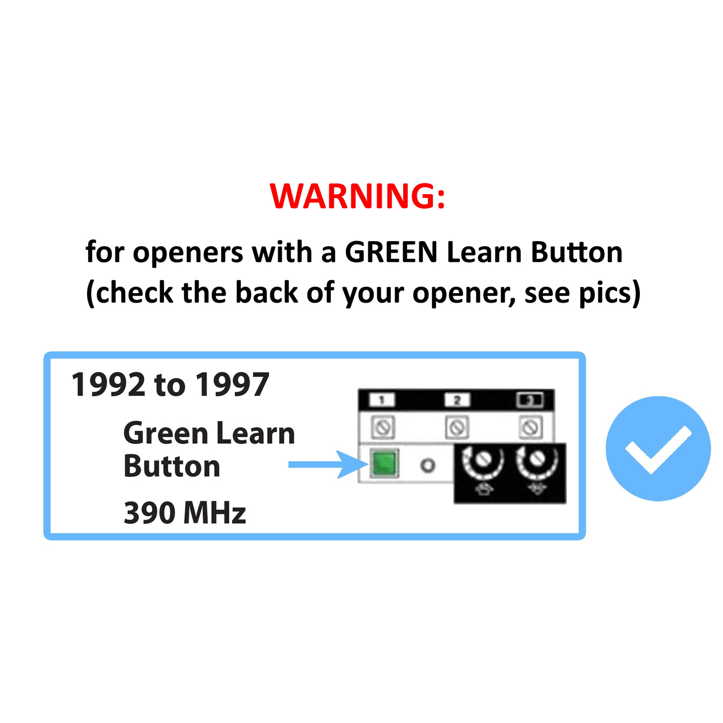 sears craftsman garage door opener remote 139 53879 139 53859 k1026 hbw1136 1a5247 liftmaster 81lm 82lm 83lm chamberlain 850cb 853cb 856cb green learn button 390mhz