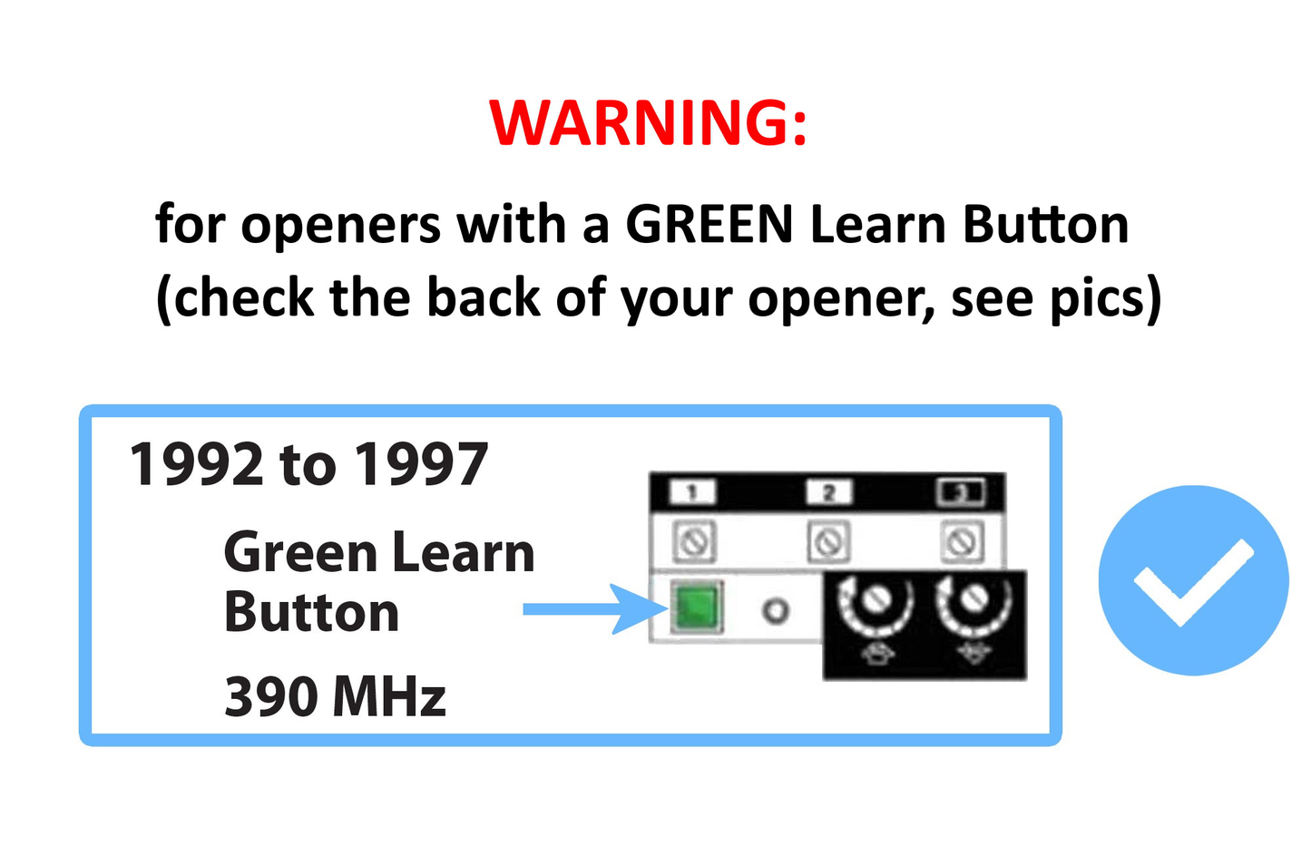 Sears Craftsman Garage Door Opener Remote 139.53879 139.53859 K1026 HBW1136 1A5247 LiftMaster 81LM 82LM 83LM Chamberlain 850CB 853CB 856CB Green Learn Button 390MHz (2 pcs) - Carmator