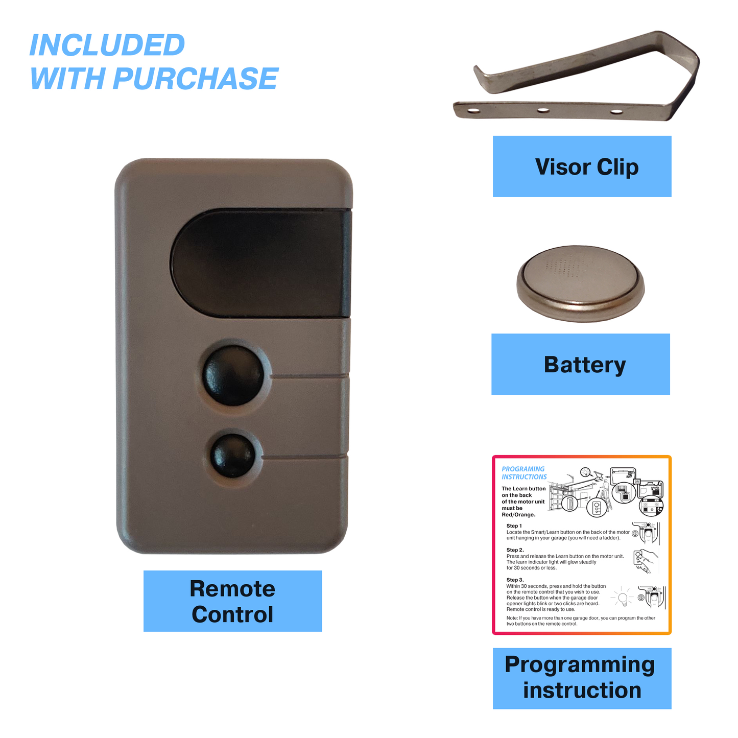 sears craftsman garage door opener remote 139 53681b hbw1255 liftmaster 971lm 973lm chamberlain 950cb 953cb orange red learn button 390mhz