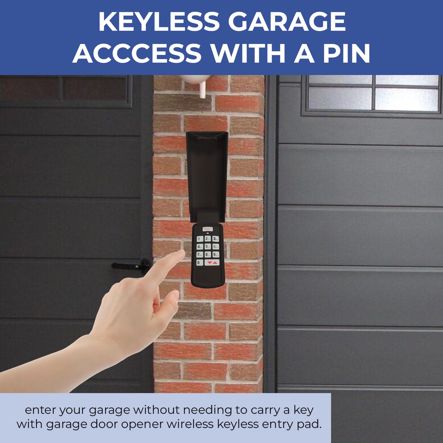 GUK-R Wireless Universal Garage Door Opener Keypad, Compatible with All Genie Intellicode, Overhead Door CodeDodger and DIP Switch Garage Door Openers, LiftMaster, Chamberlain, Craftsman and more